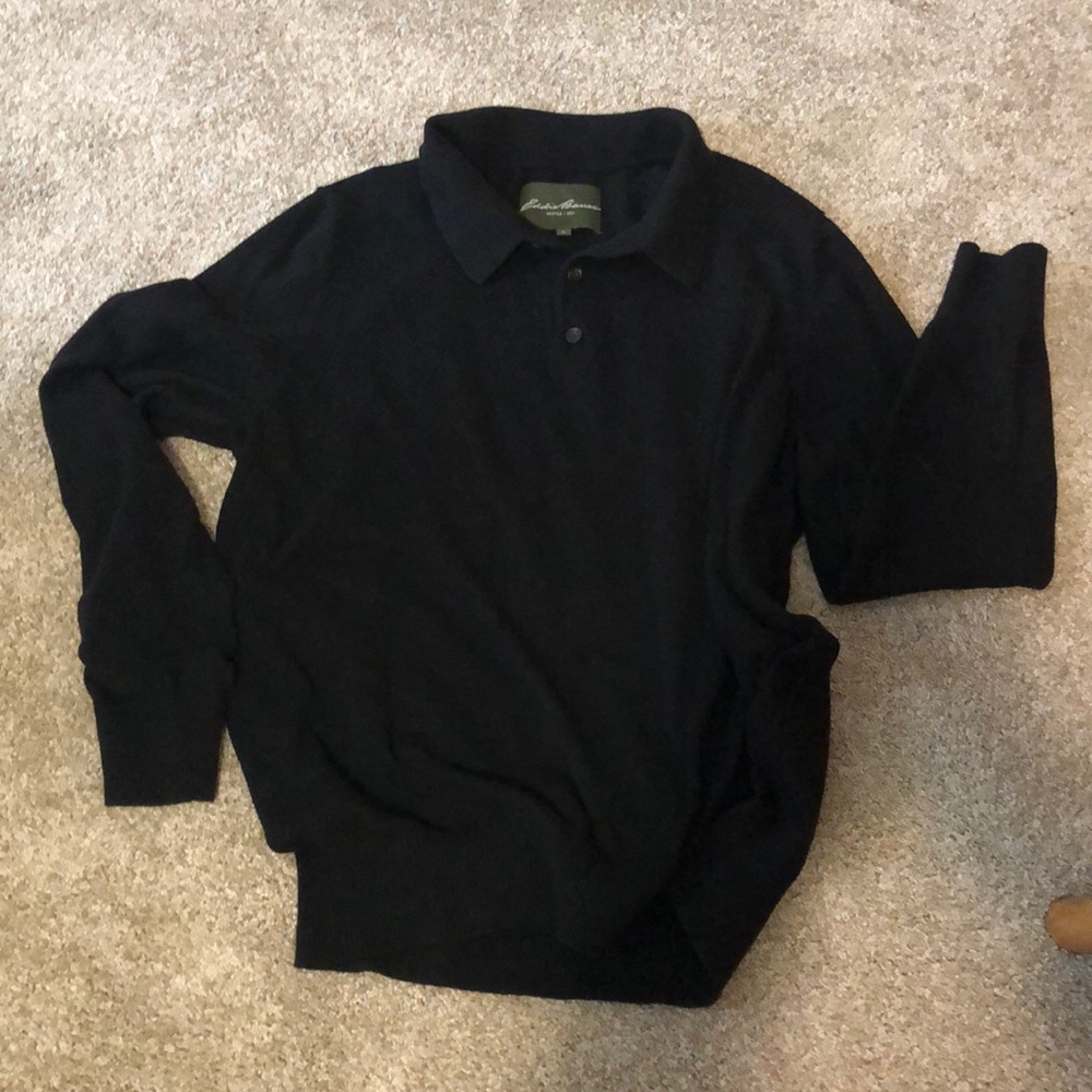 Cotton/cashmere black lightweight dressy sweater
